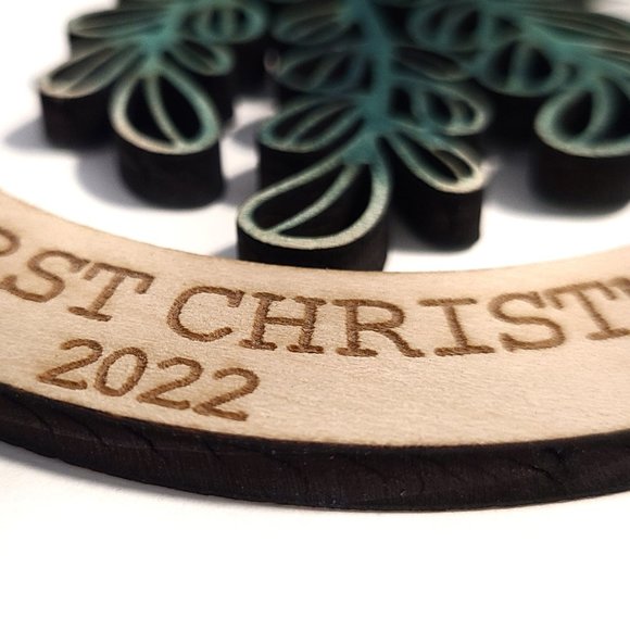 Wooden Christmas ornament Our first Christmas meet me under the mistletoe - Picture 2 of 8